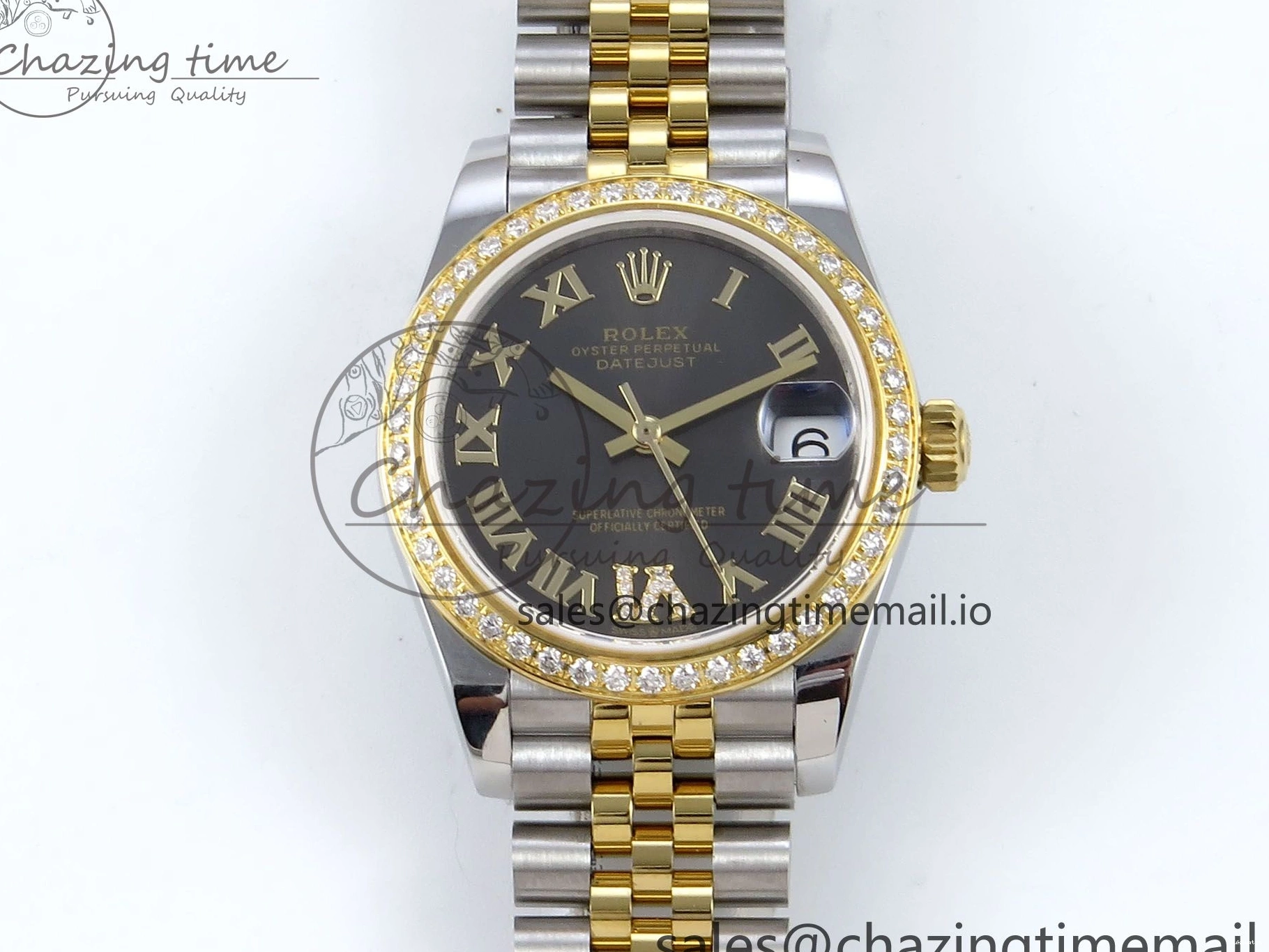 on SS YG DateJust 904L Steel Roman Jubilee Edition Diamonds HZ2236 Bracelet JARF 278383RBR Dial 1:1 Gray Best 31 0404